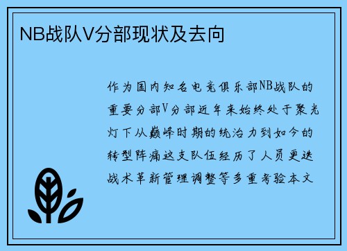 NB战队V分部现状及去向